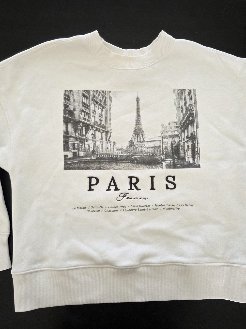 Abercrombie & Fitch White Paris Graphic Crew Sweatshirt